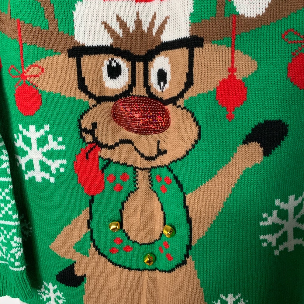 Allison Brittney Green Ugly Christmas Sweater M - Picture 4 of 8